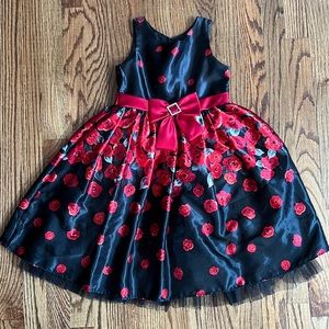 Youngland black and red floral print dress size 6